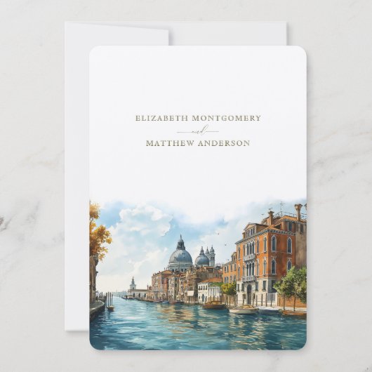 Venetiaanse Elegantie Waterfront Save-the-Date Kaart (Achterkant)