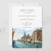 Venetiaanse Elegantie Waterfront Save-the-Date Kaart (Voorkant)
