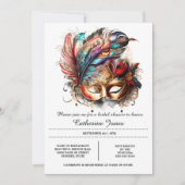 Venetiaanse gemaskerde bal gezichtsmasker veren ca kaart (Voorkant)