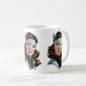 Venetiaanse gemaskerde dame koffiemok (Voorkant rechts)