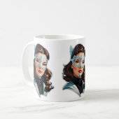 Venetiaanse gemaskerde dame koffiemok (Voorkant links)