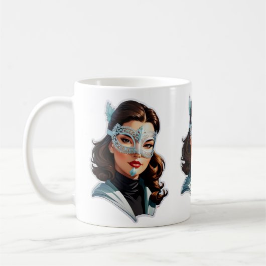Venetiaanse gemaskerde dame koffiemok (Links)