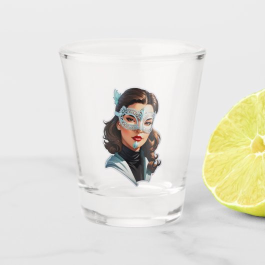 Venetiaanse gemaskerde dame shot glas (Voorkant)
