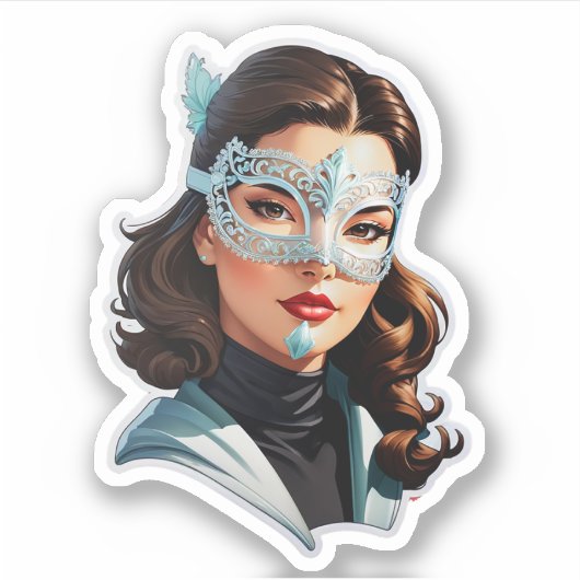 Venetiaanse gemaskerde dame sticker (Voorkant)