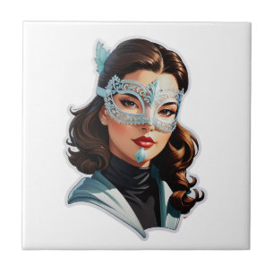 Venetiaanse gemaskerde dame tegeltje