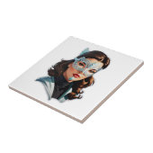 Venetiaanse gemaskerde dame tegeltje (Zijkant)