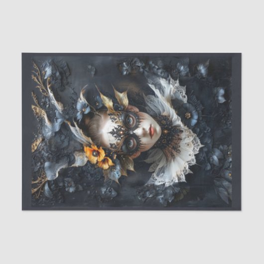 Venetiaanse gemaskerde dame tissuepapier (Voorkant)