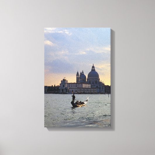 Venetiaanse gondel bij zonsondergang canvas afdruk (Voorkant)