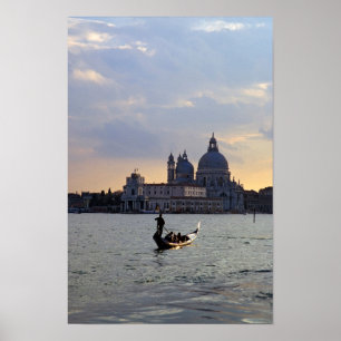 Venetiaanse gondel bij zonsondergang poster