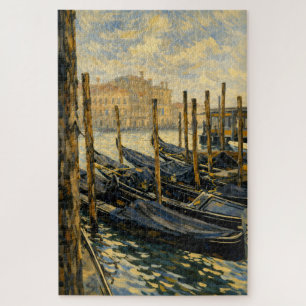 Venetiaanse Gondel Goud Van Gogh Stijl Kunstpuzzel Legpuzzel