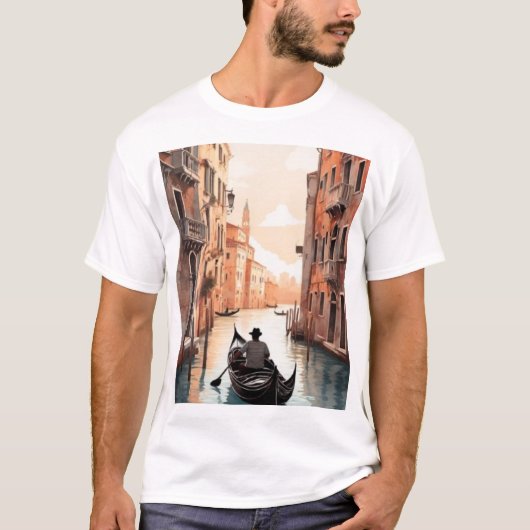 Venetiaanse gondel Romance ontwerp, T-shirt (Voorkant)