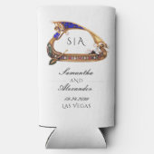 Venetiaanse gondel zwart-wit bruiloft seltzer blikjeskoeler (Achterkant)