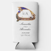 Venetiaanse gondel zwart-wit bruiloft seltzer blikjeskoeler (Voorkant)