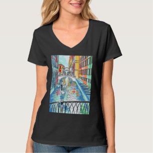 Venetiaanse gondelier op de gondel Kleur T-shirt