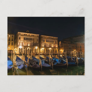Venetiaanse gondels bij nacht briefkaart