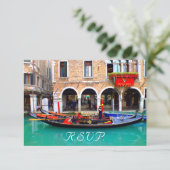 Venetiaanse gondels - reactiekaarten RSVP kaartje (Staand voorkant)