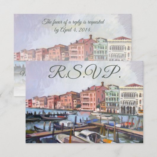 Venetiaanse Grand Canal RSVP-kaart RSVP Kaartje (Voorkant / Achterkant)