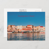 Venetiaanse haven in Chania op het blauwe uur op K Briefkaart (Voorkant / Achterkant)