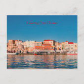 Venetiaanse haven in Chania op het blauwe uur op K Briefkaart (Voorkant)