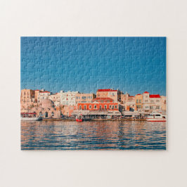 Venetiaanse haven in Chania op het blauwe uur op K Legpuzzel