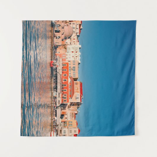 Venetiaanse haven in Chania op het blauwe uur op K Wandkleed (Voorkant (horizontaal))