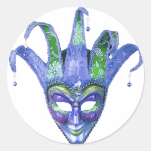 Venetiaanse Jester Carnaval Mask Ronde Sticker