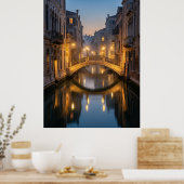 Venetiaanse Kanaalbrug in de schemering Poster (Keuken)