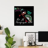 VENETIAANSE MARDI GRAS MASKERS MASKERBAL MONOGRAM POSTER (Thuiskantoor)