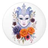Venetiaanse Masker Bloemen Carnaval Bloom Chic Flo Keramische Knop (Voorkant)