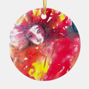 VENETIAANSE MASKERFACE - MASKER IN ROOD KERAMISCH ORNAMENT