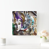 Venetiaanse maskers 1 vierkante klok (Huis)