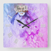  Venetiaanse maskers Art, Carnival dans, Italië Vierkante Klok (Voorkant)