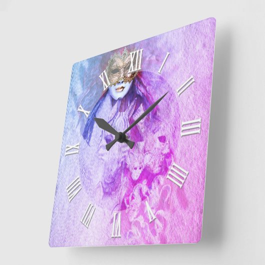  Venetiaanse maskers Art, Carnival dans, Italië Vierkante Klok (Hoek)