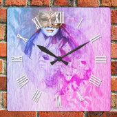  Venetiaanse maskers Art, Carnival dans, Italië Vierkante Klok