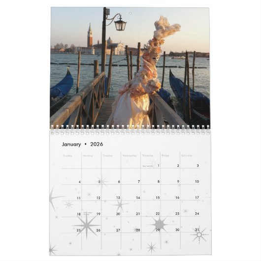 Venetiaanse maskers kalender (Jan 2026)