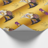 Venetiaanse maskers Paarse juwelen Carnivale Gold Cadeaupapier (Hoek)