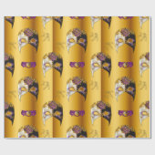 Venetiaanse maskers Paarse juwelen Carnivale Gold Cadeaupapier (Vlak)