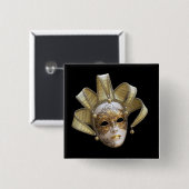 Venetiaanse maskers vierkante button 5,1 cm (Voorkant /achterkant)
