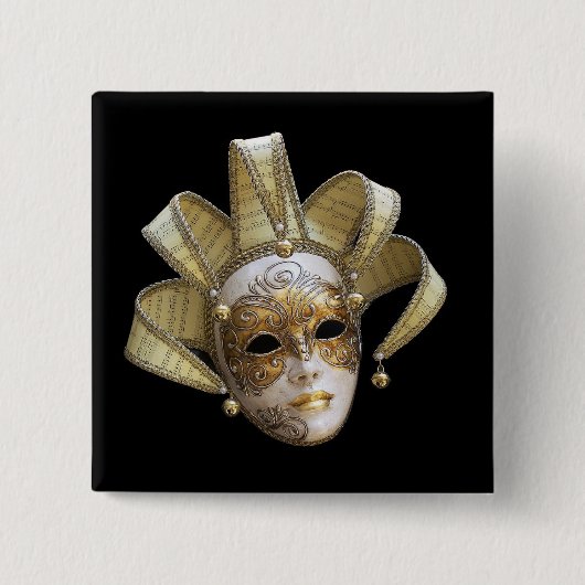 Venetiaanse maskers vierkante button 5,1 cm (Voorkant)