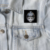 Venetiaanse maskers vierkante button 5,1 cm (In situ)