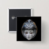 Venetiaanse maskers vierkante button 5,1 cm (Voorkant /achterkant)
