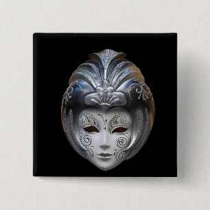 Venetiaanse maskers vierkante button 5,1 cm
