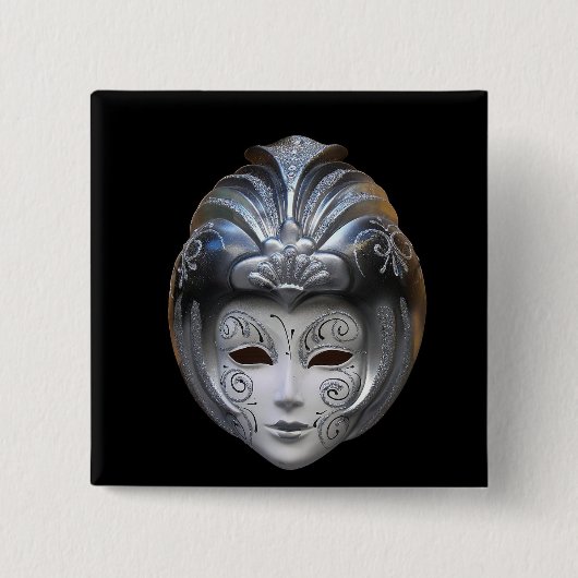 Venetiaanse maskers vierkante button 5,1 cm (Voorkant)