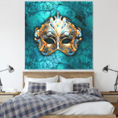 Venetiaanse Masquerade Masker op turquoise grond Canvas Afdruk (Insitu (Slaapkamer))