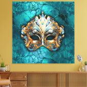 Venetiaanse Masquerade Masker op turquoise grond Canvas Afdruk (Insitu (Woonkamer))