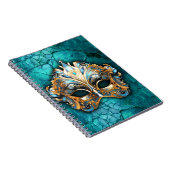 Venetiaanse Masquerade Masker op turquoise grond Notitieboek (Rechterzijde)
