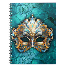 Venetiaanse Masquerade Masker op turquoise grond Notitieboek