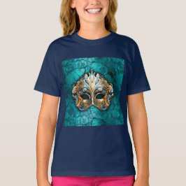 Venetiaanse Masquerade Masker op turquoise grond T-shirt