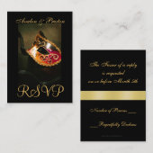 Venetiaanse Masquerade Masker RSVP Trouwkaarten Informatiekaartje (Voorkant / Achterkant)