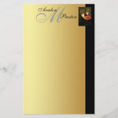 Venetiaanse Masquerade Monogram Huwelijk Briefpapi Briefpapier (Voorkant)